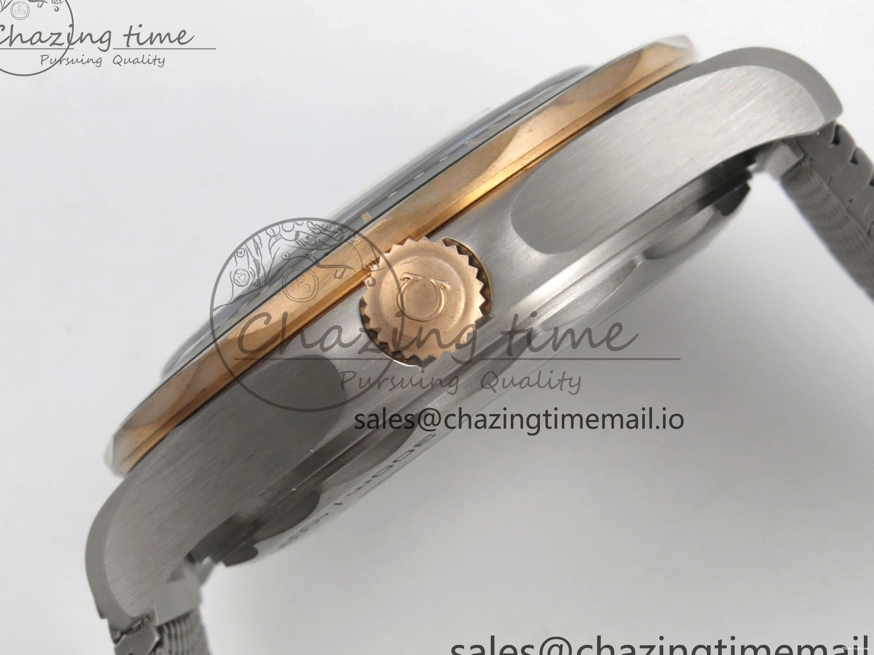 0329 OdorResistant Seamaster 300M Diver Titanium Bronze Gold VSF 1:1 Best Edition Green Dial on Titanium Mesh Bracelet A 7660